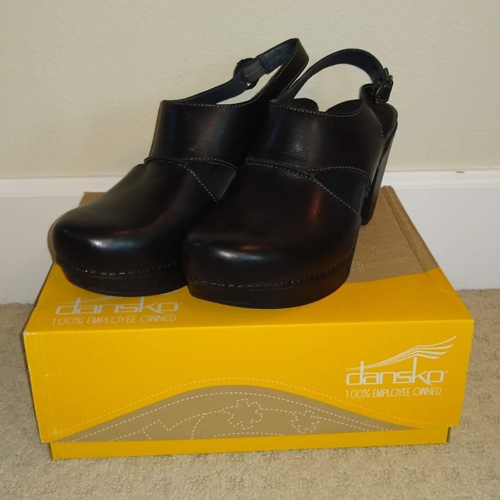 Dansko Riley Slingback Pumps Black Leather 41 10.5